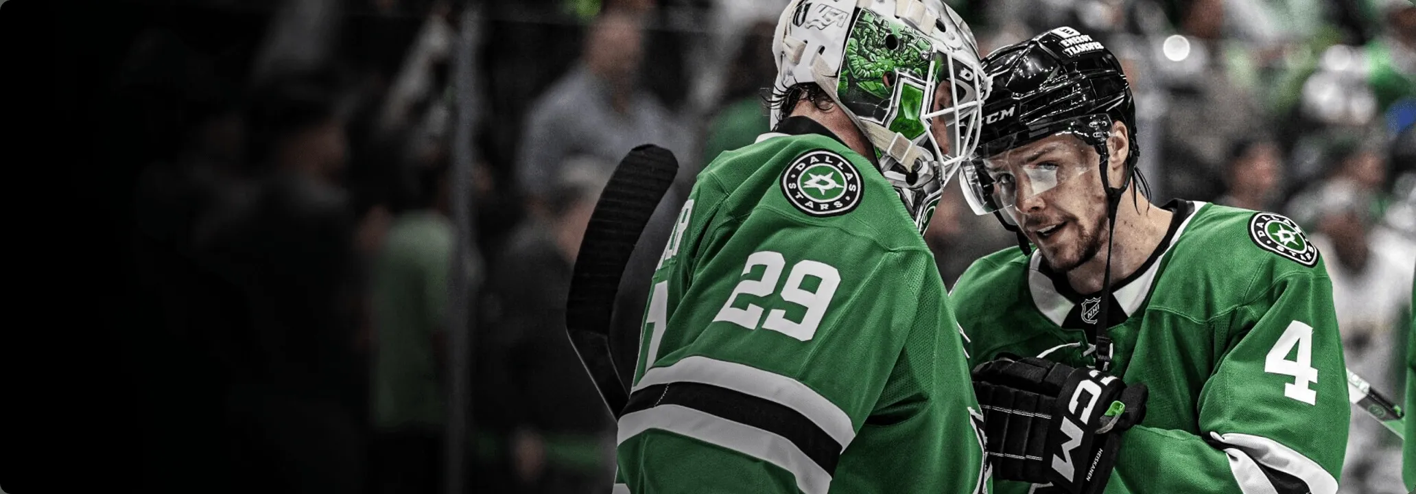 Stream live Dallas Stars games for FREE all season long! background